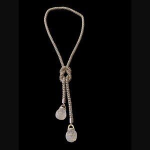 Vintage Bubble 9mm Mesh Knotted 26" Necklace W/ Large Crystal Ball Pendant